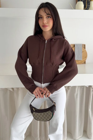 Kadın Siyah Fermuarlı Hoodie SWEAT – Minimal Sokak Ruhuyla - Resim 5