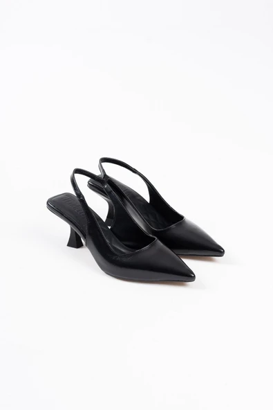 Angelica Kadın Siyah Kırışık Rugan Topuklu Ayakkabı - Resim 12