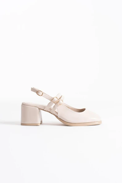 Faye Bej Rugan Kadın Topuklu Ayakkabı - Resim 6