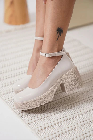 Marla Kadın Bej Rugan Bilekten Baretli Günlük Ayakkabı - Resim 4