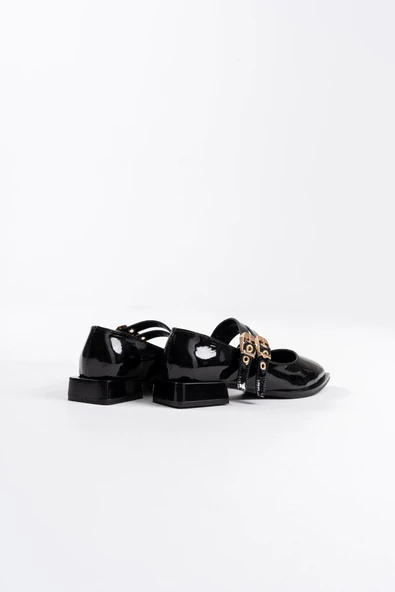 Murder Siyah Rugan Kemer Detaylı Kadın Topuklu Ayakkabı - Resim 9