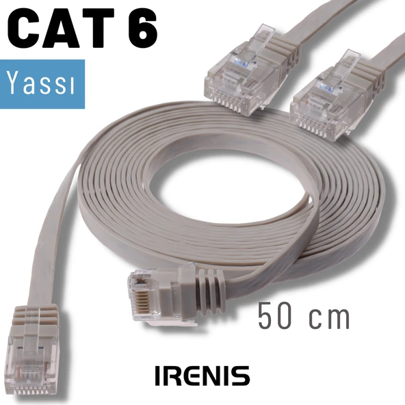 IRENIS 50 cm CAT6 Kablo Yassı Ethernet Network Lan Ağ İnternet Kablosu - Resim 7