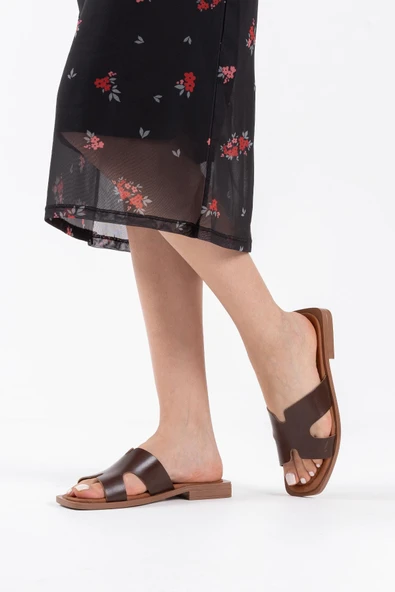 Fergei Acı Kahve Hakiki Deri Terlik - Resim 5