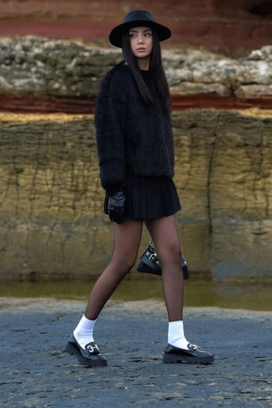 Kadın Suni Kürk Püskül Detay Ceket Mont-Gri - Resim 3