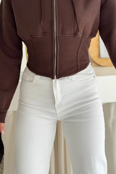 Kadın Siyah Fermuarlı Hoodie SWEAT – Minimal Sokak Ruhuyla - Resim 6