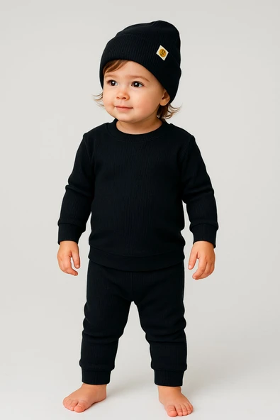 Unisex 3'Lü Kaşkorse Bebe Takım - Resim 7