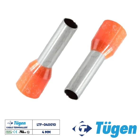 Tügen 4,00mm İzoleli Yüksük Turuncu  ( 1 Kutu 500 Adet ) ürün görseli 1