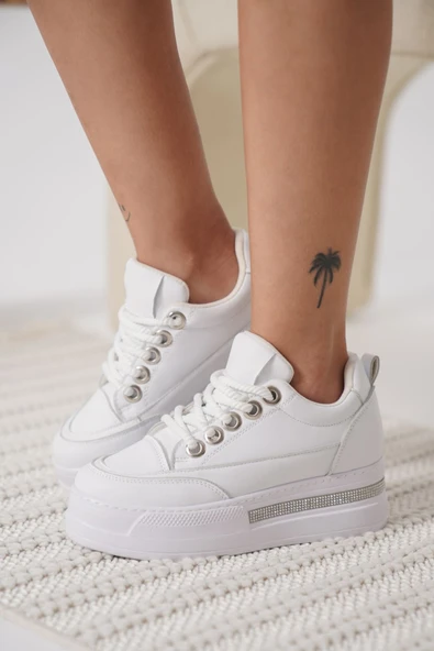 Alice Beyaz Kadın Gizli Topuklu Sneaker - Resim 8