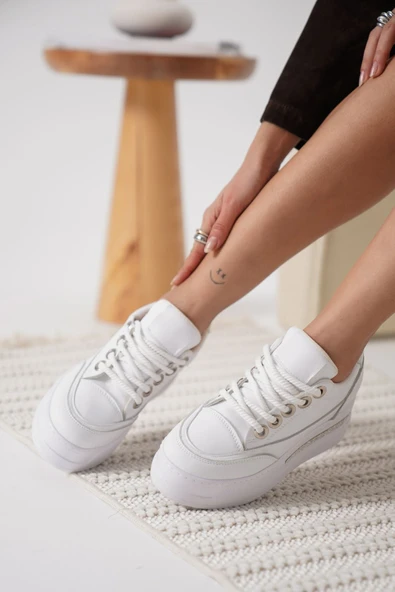 Alice Beyaz Kadın Gizli Topuklu Sneaker - Resim 12