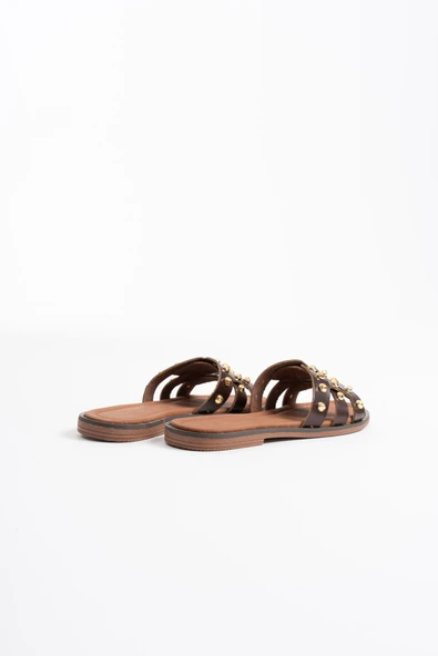 Loose Acı Kahve Hakiki Deri Terlik - Resim 3