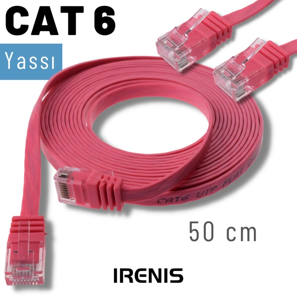 IRENIS 50 cm CAT6 Kablo Yassı Ethernet Network Lan Ağ İnternet Kablosu - Resim 4