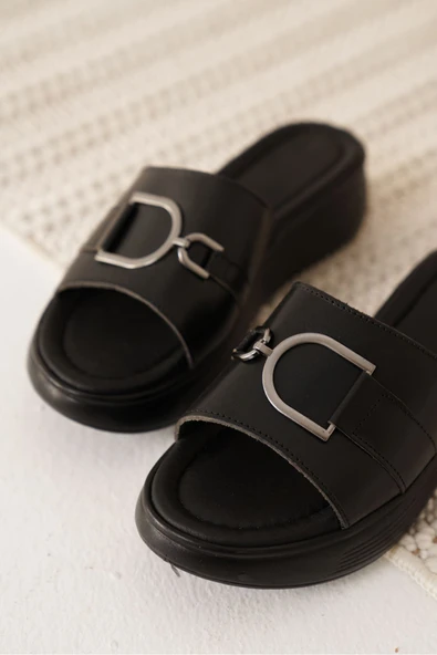 Maria Siyah Hakiki Deri Terlik - Resim 4