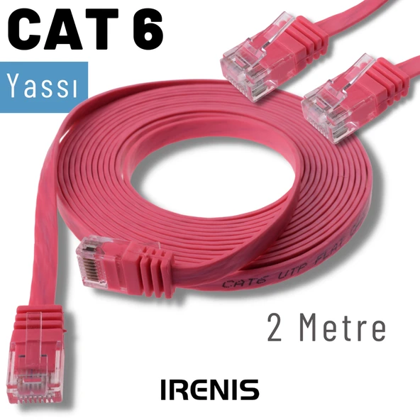 IRENIS 2 Metre CAT6 Kablo Yassı Ethernet Network Lan Ağ İnternet Kablosu - Resim 3