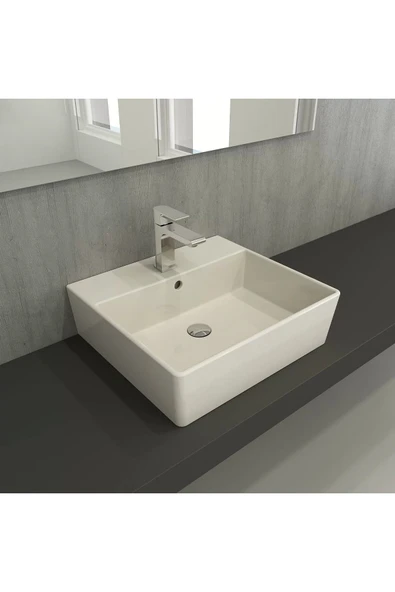 Milano 50 Cm Çanak Lavabo Batarya Delikli Parlak Bisküvi 1216-014-0126 - 2
