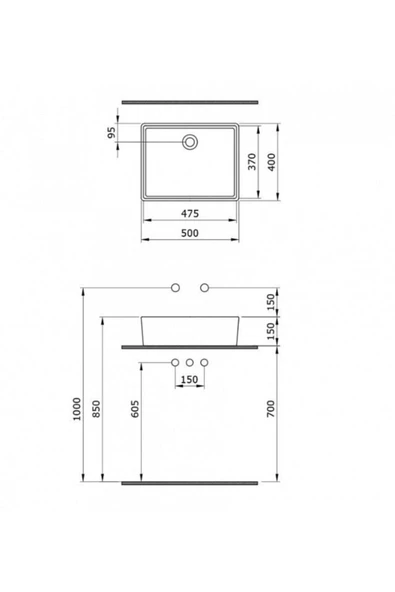 Milano 50 Cm Çanak Lavabo Parlak Bisküvi 1215-014-0125 - 2