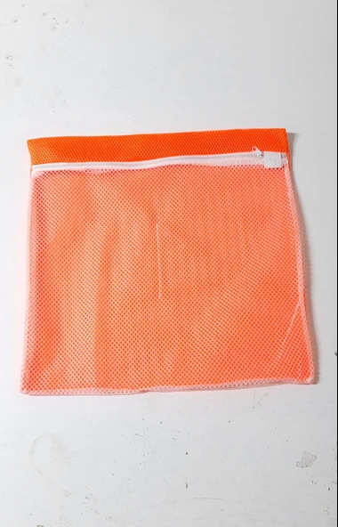 Turuncu - Fermuarlı - Hassas Çamaşır Terlik  Ayakkabı Yıkama Filesi Büyük Boy - Resim 2