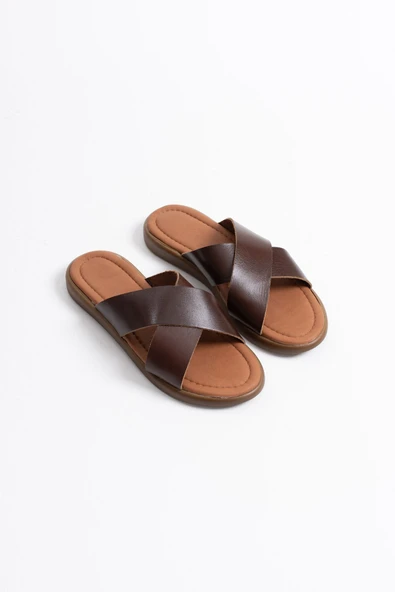 Weasley Acı Kahve Hakiki Deri Terlik - Resim 11