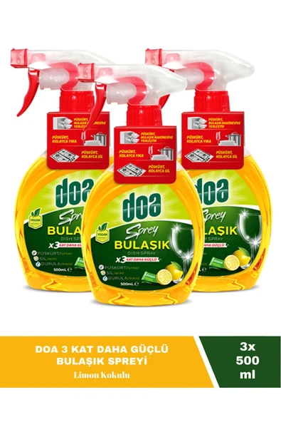 Doa 3 Kat Daha Güçlü Sprey Bulaşık Limon 500 ml X3 Adet ürün görseli 1