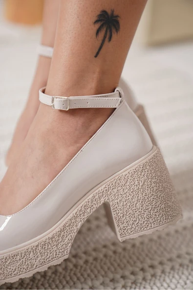 Marla Kadın Bej Rugan Bilekten Baretli Günlük Ayakkabı - Resim 5