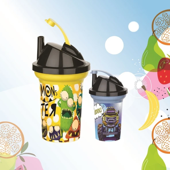 Tedy Pipetli Çocuk Içecek Bardağı Desenli Bardak 300ml ürün görseli