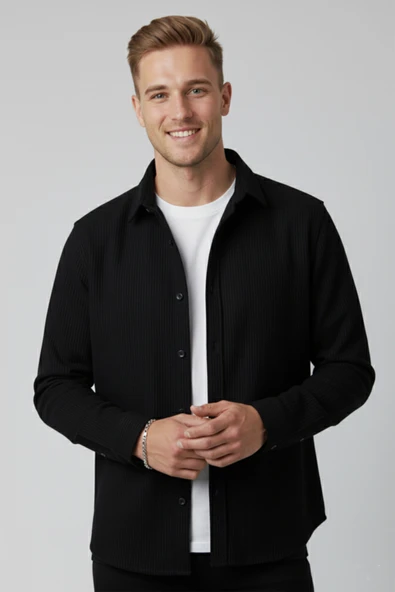 DeepSEA Erkek Kadife Fitilli Rahat Kesim Gömlek Yumuşak Dokulu Likralı Kadife Gömlek 2600758 ürün görseli