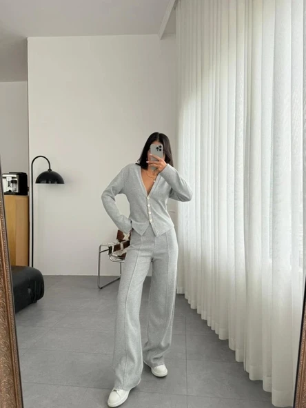 Selanik Kumaş Ön Düğmeli Ceket Çımalı PantolunTakım - Resim 4