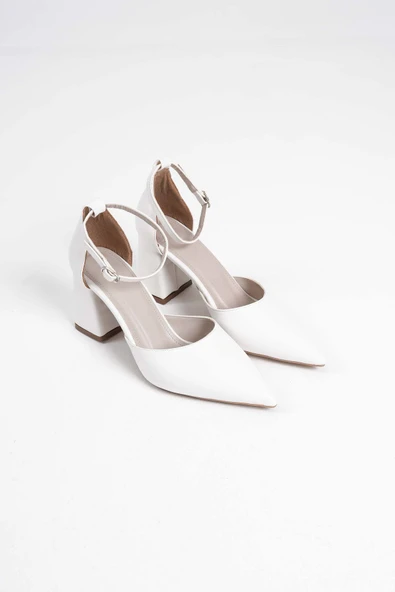 Doren Beyaz Cilt Kadın Topuklu Ayakkabı - Resim 12