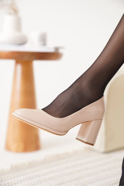 Pensy Bej Rugan Kadın Topuklu Ayakkabı - Resim 8