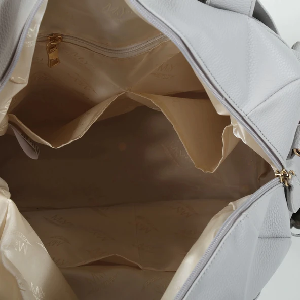 M&y Kitty Deri Anne Bebek Bakım Sırt Çantası 7271 Gri - Resim 7