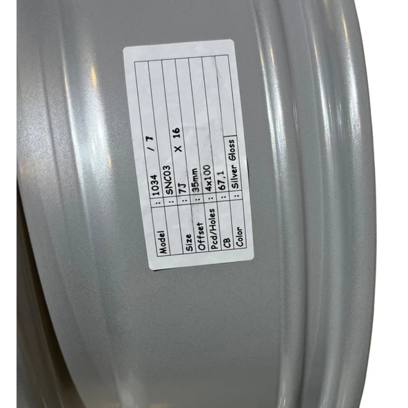 SONİC 1034 7*16 4*100 ET35 67.1 SILVER JANT 4 lü Takım ürün görseli