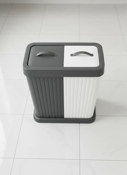 Kapris Twins Modern İki Bölmeli Kirli Çamaşır Sepeti ST-288 - Resim 4