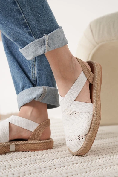 Rosa Kadın Beyaz Espadril Ayakkabı - Resim 5