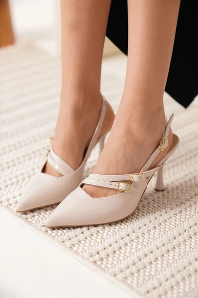 Lenora Kadın Bej Rugan Topuklu Ayakkabı - Resim 2