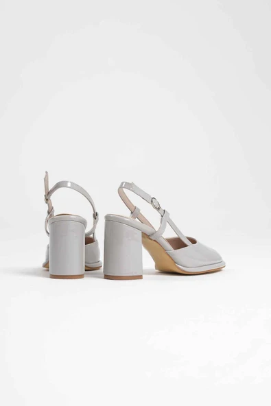 Denma Gri Rugan Kadın Topuklu Ayakkabı - Resim 2