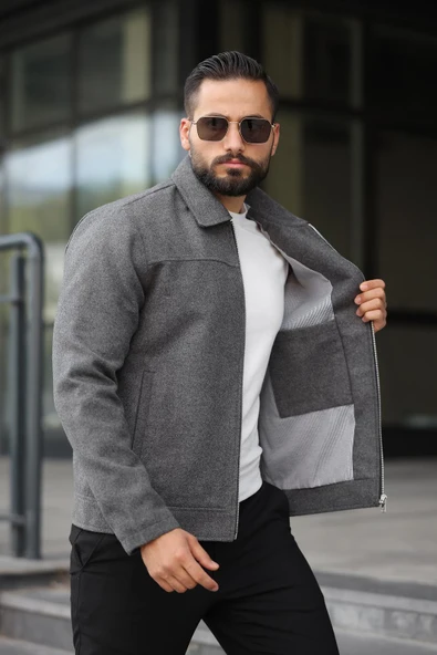 Claassics Men Erkek Oversize Kısa Kaşe Kaban Ceket - 7435 - 3