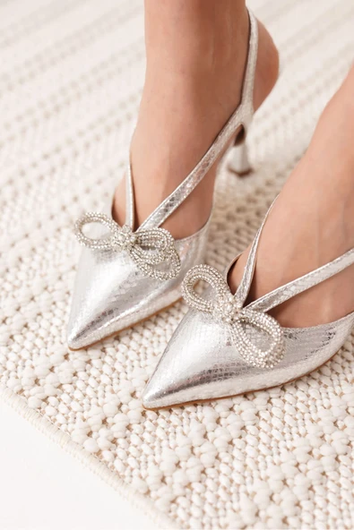 Wines Kadın Gümüş Topuklu Ayakkabı - Resim 8