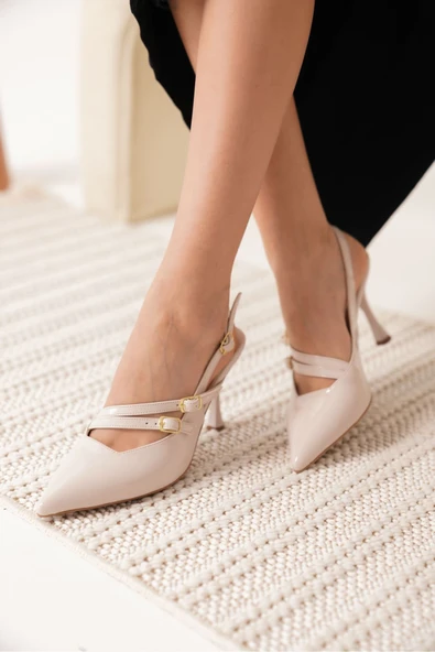 Lenora Kadın Bej Rugan Topuklu Ayakkabı - Resim 3