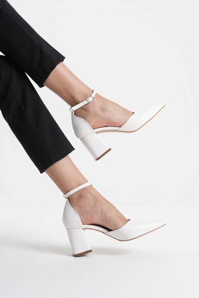 Doren Beyaz Cilt Kadın Topuklu Ayakkabı - Resim 5