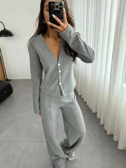 Selanik Kumaş Ön Düğmeli Ceket Çımalı PantolunTakım - Resim 3