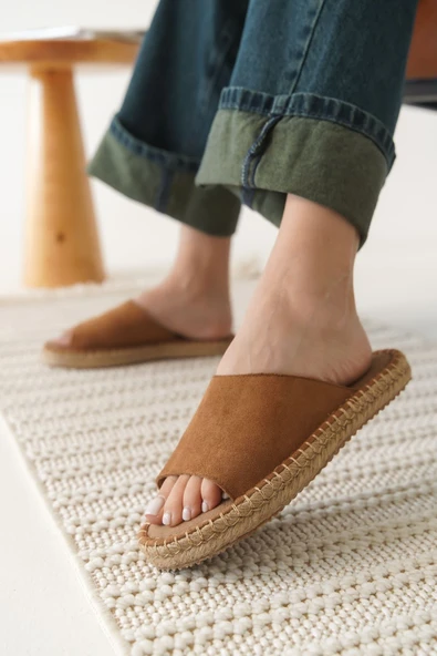 Grey Süet Taba Kadın Terlik - Resim 4