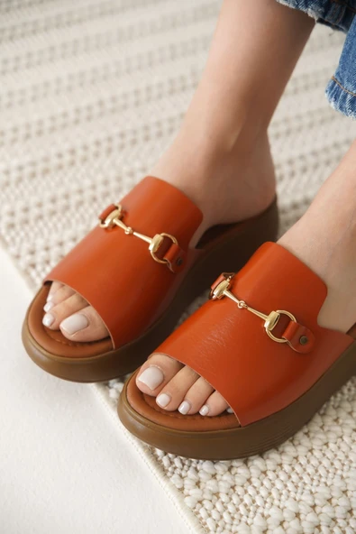 Nelly Kiremit Hakiki Deri Terlik - Resim 9