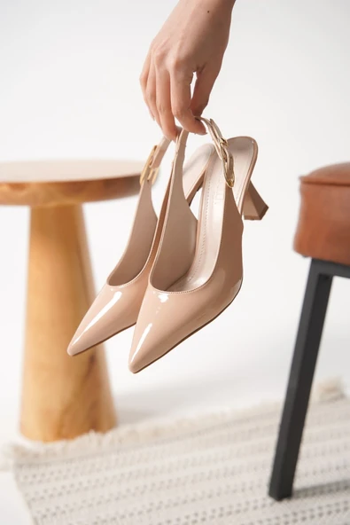 Ophelia Kadın Nude Rugan Topuklu Ayakkabı - Resim 3