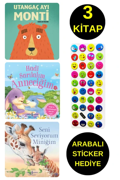 EMOJİLİ  STİCKER HEDİYE  - OKUL ÖNCESİ RESİMLİ KİTAPLAR  - UTANGAÇ AYI  MONTİ - ANNECİĞİM - MİNİĞİM ürün görseli