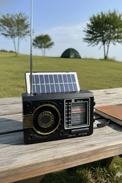 Blackbird Siyah Ktf-1481 Güneş Enerjili Fenerli  Taşınabilir Radyo Usb/Tf Kart Destekli - Kamp Işıklı - 4