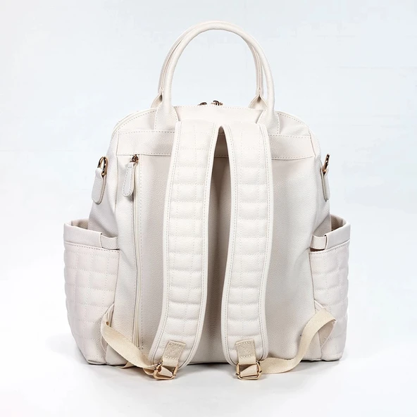 M&y Kitty Deri Anne Bebek Bakım Sırt Çantası 7271 Krem - Resim 2