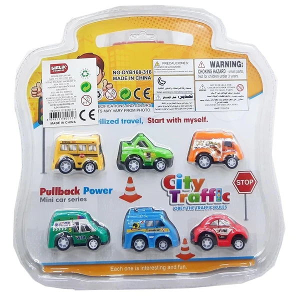 6'Lı Çanta Paket Mini Çek Bırak Araba Seti - 2