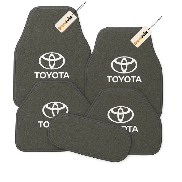 Gri Renk Toyota İçin 5 Parça Oto Halı Paspas Seti Kaymaz, Kolay Temizlenir ve Uzun Ömürlü
