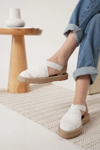 Rosa Kadın Beyaz Espadril Ayakkabı - Resim 4