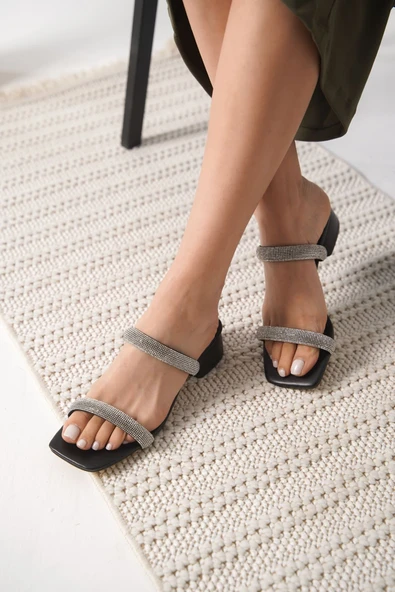 Stella Kalın Topuklu Siyah Kadın Terlik - Resim 9