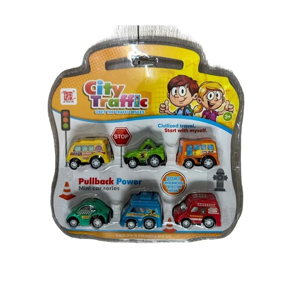 6'Lı Çanta Paket Mini Çek Bırak Araba Seti - 3